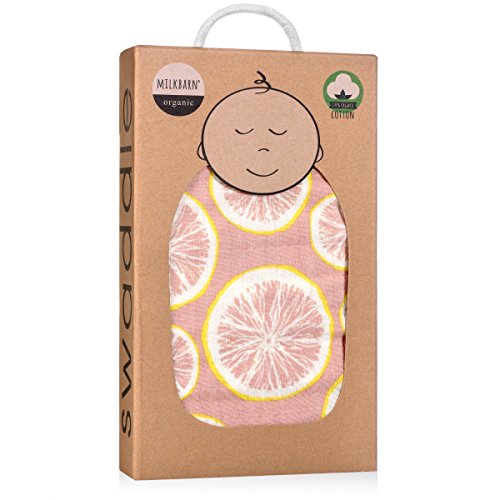 Milkbarn Organic Cotton Baby Swaddle"Grapefruit"