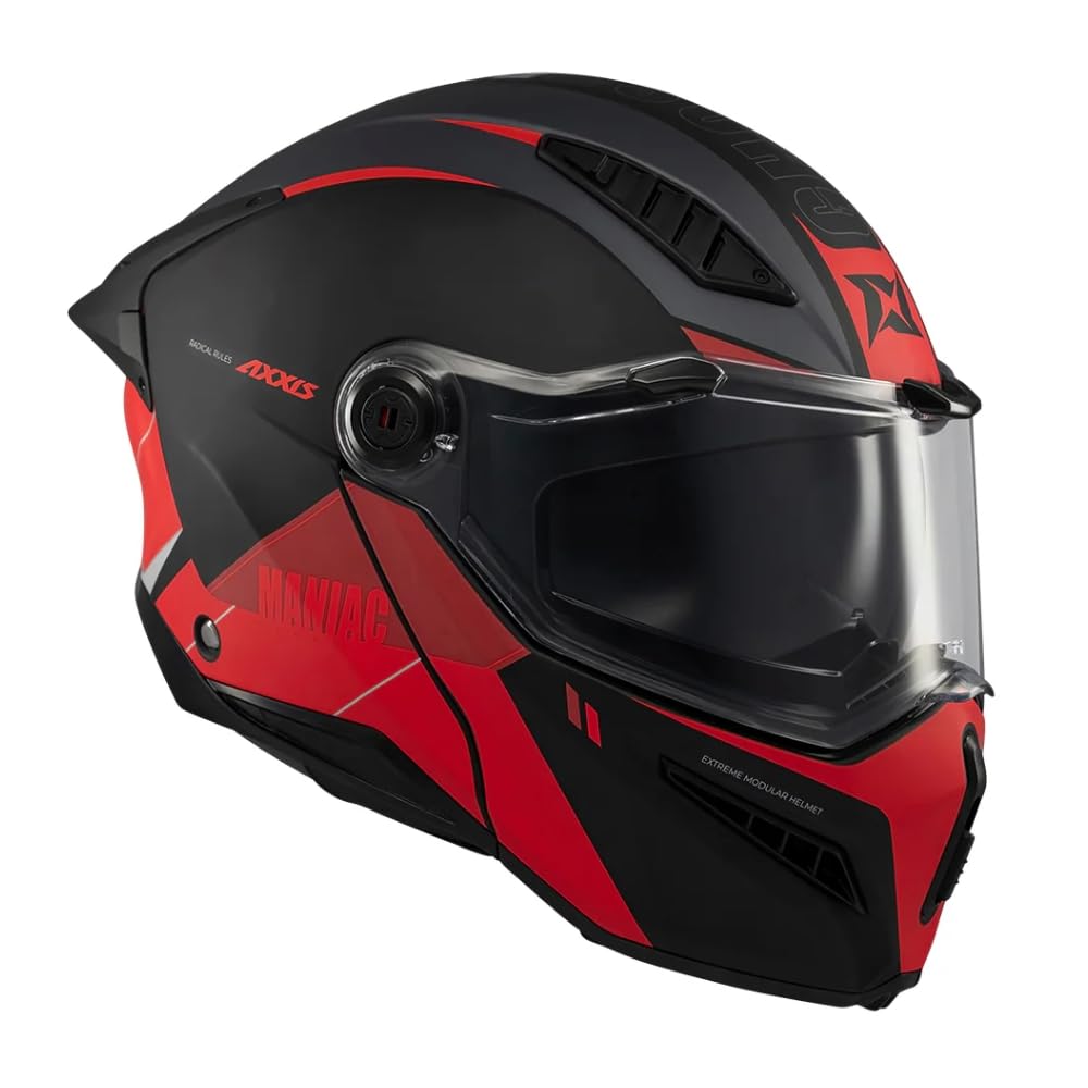 AXXIS Casco Moto Casco Ghostfighter Maniac Negro/rojo Mate L Negro/rojo Mate L