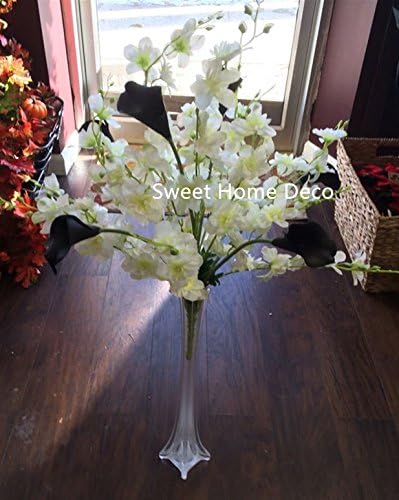 Amazon Com Sweet Home Deco 26 Delphinium Larkspur Artificial Flower Bush 7 Stems 38 Flower Heads For Home Wedding Centerpieces No Pot Included White Home Kitchen
