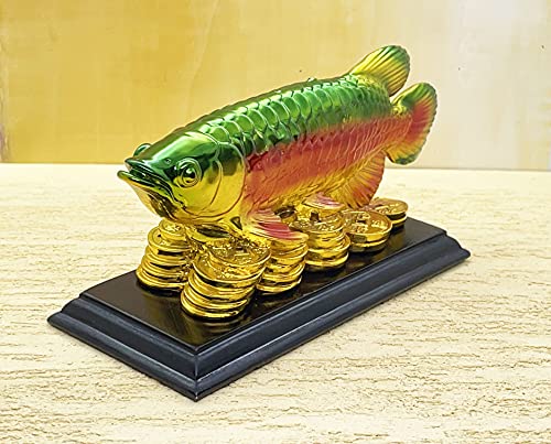 Image of Fengshui Exclusive Medium Size Polyresin Multicolor Arowana Fish Showpiece for Office Decor, Home Decoration (AF-2562)
