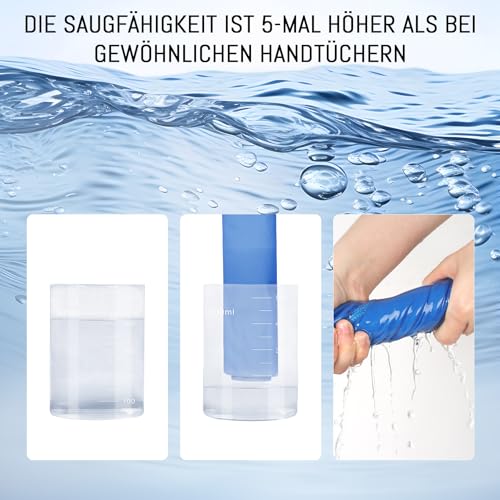 Jokisa Mikrofaser Handtuch 2er Set, 180X90cm Strandtuch Mikrofaser + 80X40cm Sporthandtuch, Schnelltrocknendes & Sandfrei Handtücher für Outdoor Sauna Strand Trekking (Hellblau)