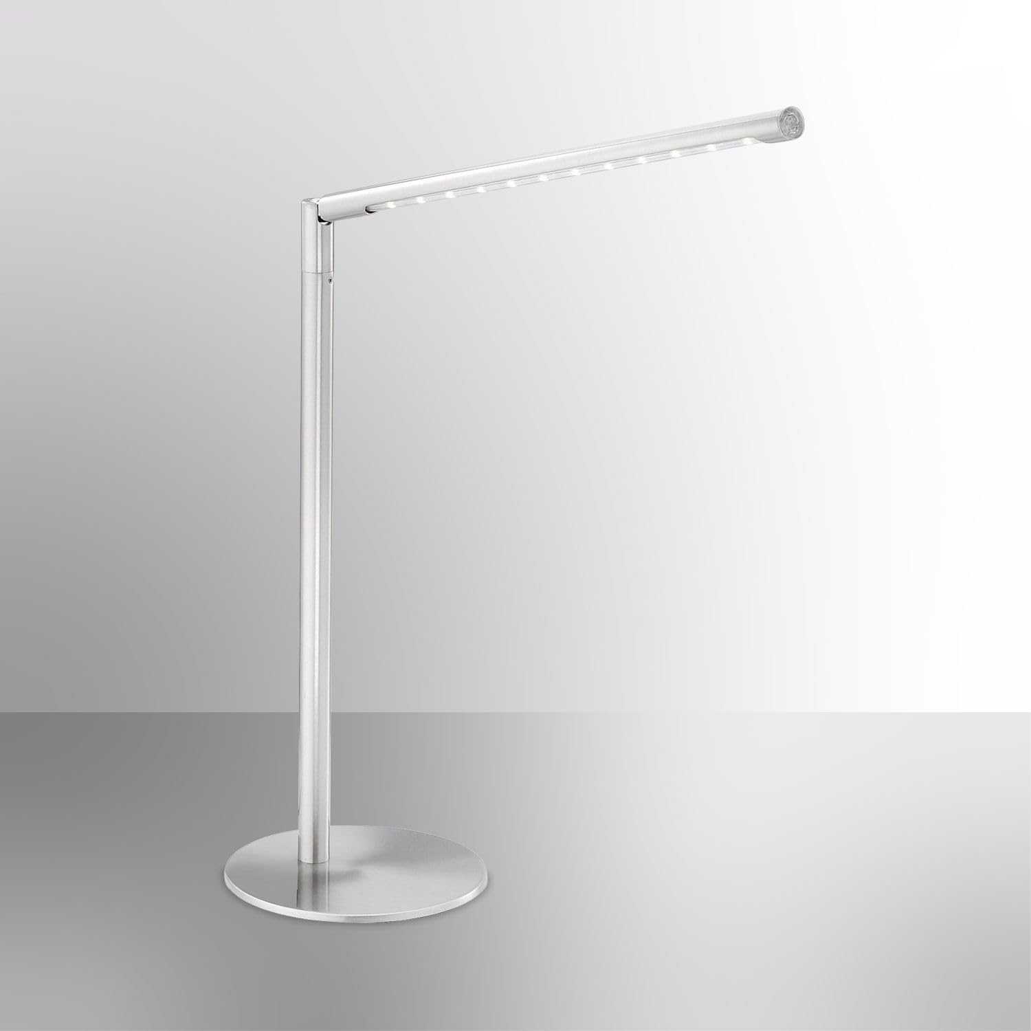 Licht-Erlebnisse LED Tischlampe Metall in Stahl Wohnzimmer Büro Schlafzimmer H:81,5 cm 5 W 590 lm 3000 K Touch dimmbar verstellbare Tischleuchte Schreibtisch RINDOR