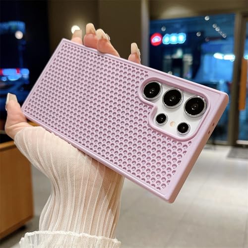 Coque respirante Samsung S25 et S24 anti-chaleur en maille violette