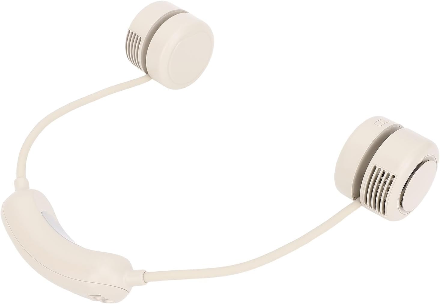 Vikye Ergonomic Design Neck Cooling Fan 3 Gears Adjustable Quiet Foldable Neckband Fan for Beach, Portable Wearable Outdoor Cooling for Camping (Beige)