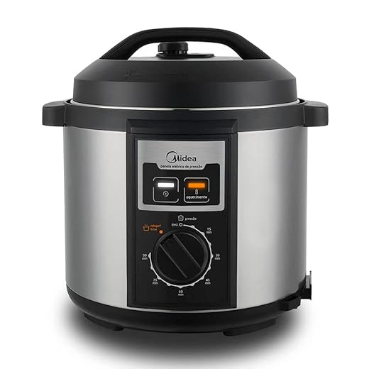 Panela de Pressão Mecanica, 6L, Inox/Preto, 110V, Midea