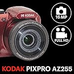 KODAK-PIXPRO-AZ255-RD-16MP-Digital-Camera-25X-Optical-Zoom-24mm-Wide-Angle-Lens-Optical-Image-Stabilization-1080P-Full-HD-Video-3-LCD-Vlogging-Camera-Red
