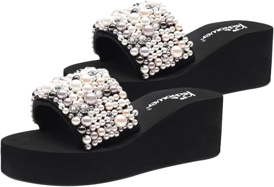 Holibanna1 Pair Wedding Casual Chunky Dunky Slippers Women s Slippers Heeled Footbed Sandals Slippers Cute Sandals for Women Summer Slipper Platform Sandals Women Women's Font