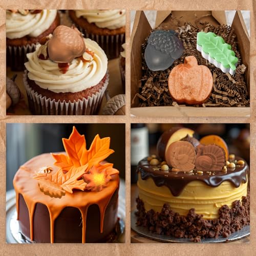 Image of 2-Pack Thanksgiving Treat Molds, 6-Cavity Turkey Pumpkin Acorn Maple Design