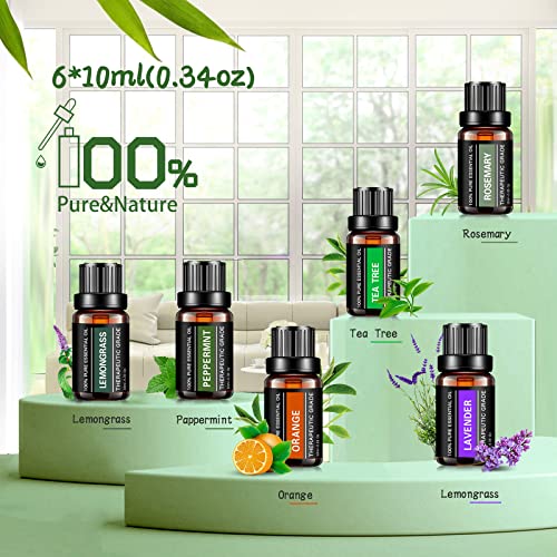 Yikubee Diffusers For Essential Oils Large Room, 500Ml Essential Oil Diffusers Included 6X10Ml Essential Oils, Aromatherapy Oil Diffuser With Cool Mist, Humidifiers For Bedroom, Home #TOP3