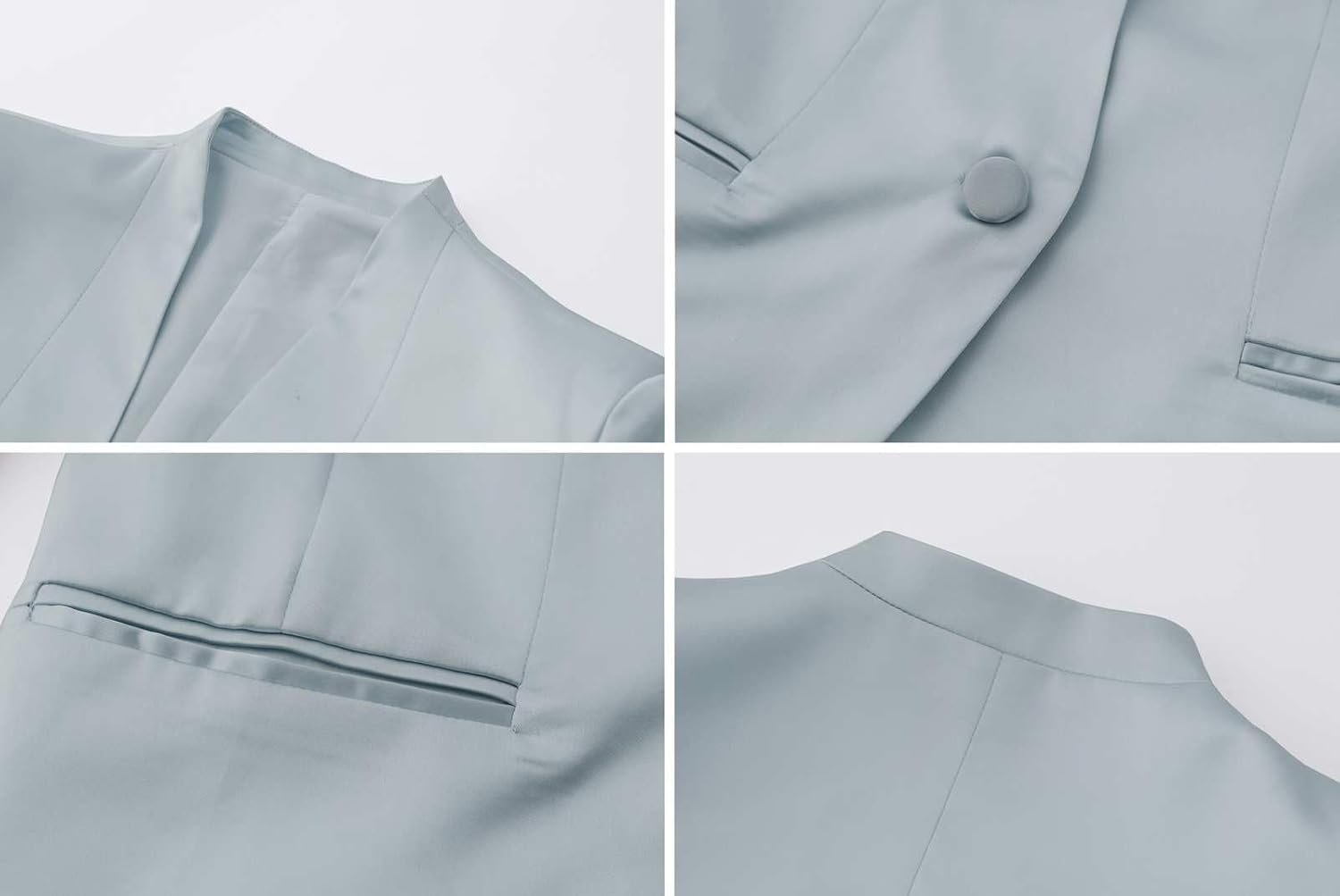 Women's Blazers Work Outfits Office Silk Satin 3/4 Sleeve Suit Dress Jackets Blazer