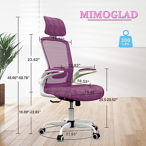 Mimoglad Office Chair, High Back Ergonomic Desk Chair With Adjustable Lumbar Support And Headrest, Swivel Task Chair With Flip-Up Armrests For Guitar Playing, 5 Years Warranty #TOP1