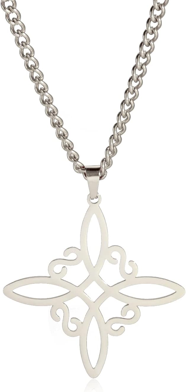 Dreamtimes Silver Color Witch Necklace for Women Celtic Knot Necklace Witches Knot Protection Amulet Triquetra Necklace Wiccan Jewelry Satanic Necklace Witch Pendant Jewelry
