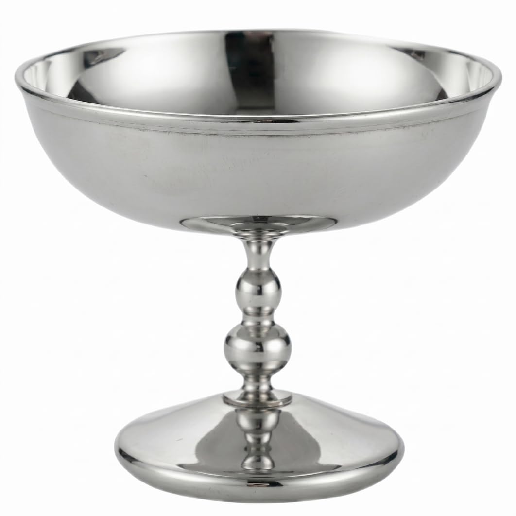 AwnsIMfreien Silver Bowl, Silver Pedestal Bowl, 304 Stainless Steel Footed Serving For Desserts, Fruits & Snacks - Elegant French-inspired Design, Footed