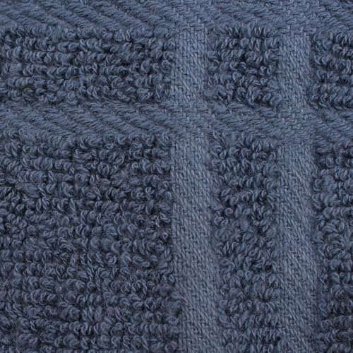 Image of Ritz Premium 100% Cotton Solid and Multi Check Kitchen Tie Towel, Absorbent, Super Soft, and Fast Drying Hang Towel, Set of Two, Federal Blue