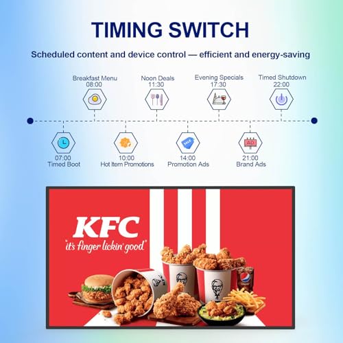 Image of 32 Inch Digital Signage, 2K UHD LCD Display Screen, 500nits High Brightness Wall Mount Digital Signage, CMS /USB /WiFi /Port Player, Smart Split Screen, 24 /7 Operation, Android 11 OS