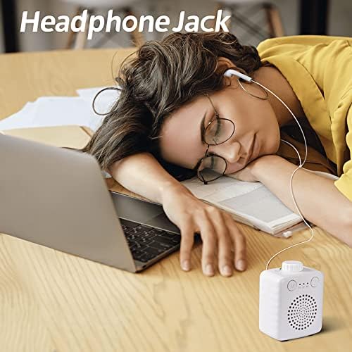 Portable White Noise Machine Baby, FANSBEN 13 Soothing Sounds Therapy Super Mini Sleep Sound Machine for Sleeping Babies Adults with Adjustable Volume for Home Office Travel, White