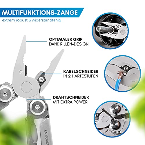Multitool NORDMUT Werkzeug aus Edelstahl mit 16 Funktionen
