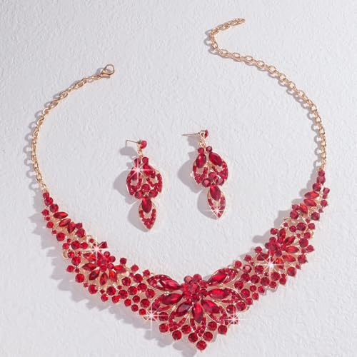 Image of Shining Diva Fashion Stylish Design Fancy Crystal Necklace Jewellery Set for Women | Trendy Celebrity Inspired Jewellery