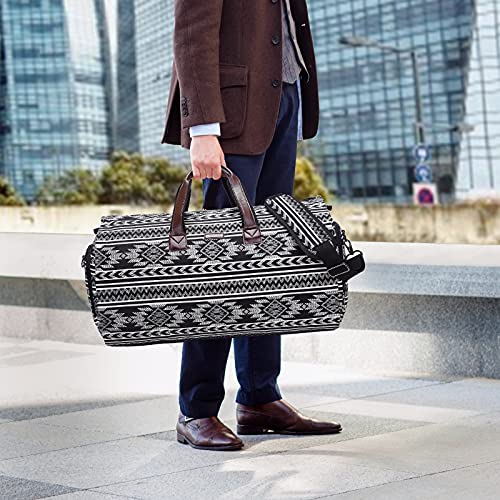 Modoker Carry on Garment Bags for Travel, Convertible Garment Duffel Bag with Shoulder Strap for Men Women- 2 in 1 Hanging Suitcase Suit Travel Bags (White-Black)