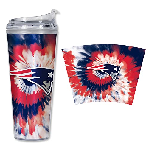 Image of Rico Industries NFL Football Glitter 24oz Acrylic Glitter Tumbler with Hinged Lid, Officially Licensed Double Wall Tumbler with Straw
