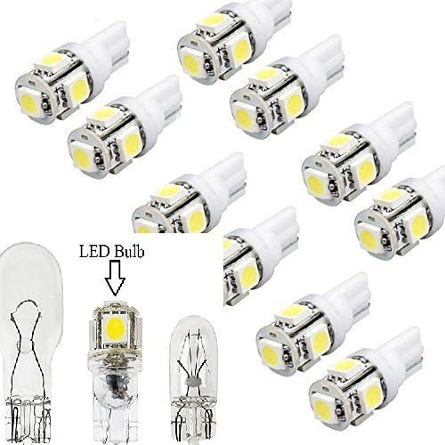 DSstyleDSstyle LED Replacements for Malibu Landscape Light 5 Led/SMD Per Bulb 194 T10 T5 Wedge Base Cool White(10 Pcs)