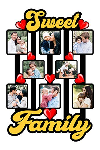 Image of Shrikant Art inchSweet Family inch Large Multi-Photo Collage Wall Frame - 8-Opening Decorative Picture Gallery with Heart Accents
