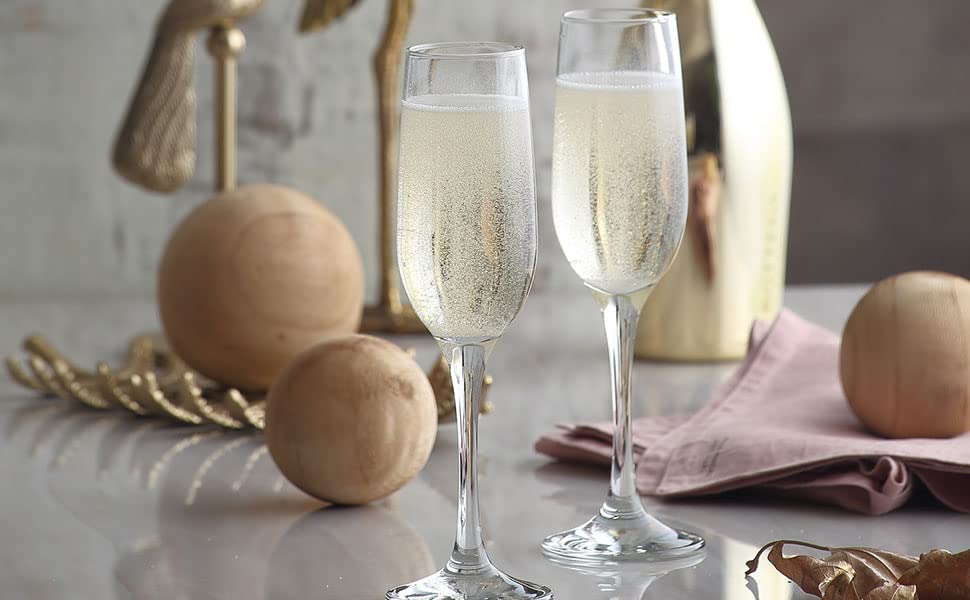 PrimeWorld Luxury Crystaline Touch Champagne Flute Wine Glass Set 230 ml Set of 2 pcs - Image 4 thumbnail