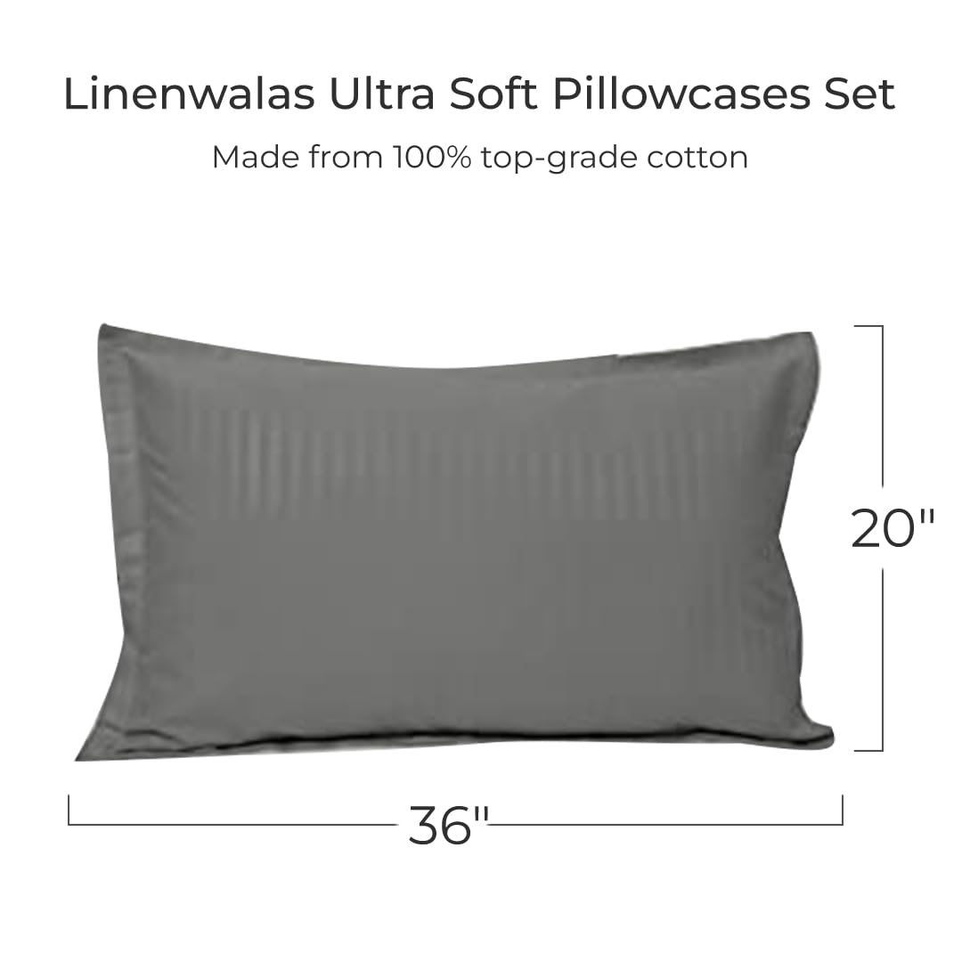 King Pillow Covers - Premium Cotton Stripes -2
