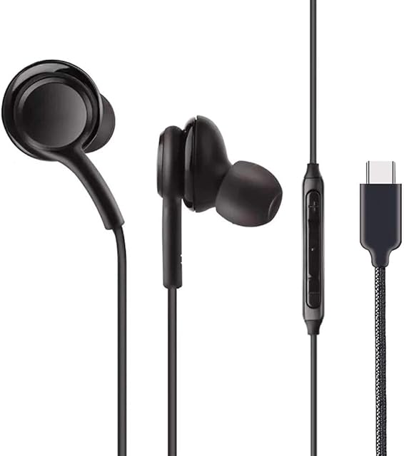 KP TECHNOLOGY Earphones for Samsung Galaxy Z Flip 4 / Z Fold 4 / S21 FE / S21 Plus / S21 Ultra / A53 5G / A33 5G / S22 / Z Flip 3 / Z Fold 3 -Earphones In-Ear Headphones Earbuds Type C [Remote & Mic]