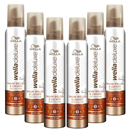 Mousse coiffante Wella Deluxe cheveux bouclés ondulés lot de 6 sprays 200ml fort maintien