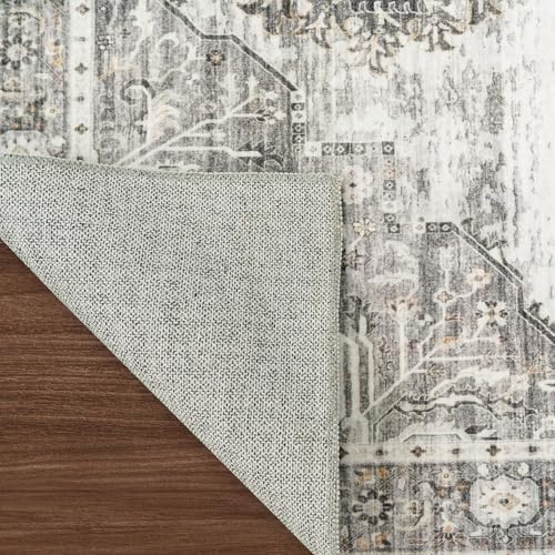 RUUGME Washable 2x3 Area Rugs - Large Boho Rugs for Living Room Stain Resistant Carpet Vintage Tribal Rugs for Bedroom Kitchen Bathroom with Non Slip Backing Home Decor Floor Decoration Mat 2x3 Grey