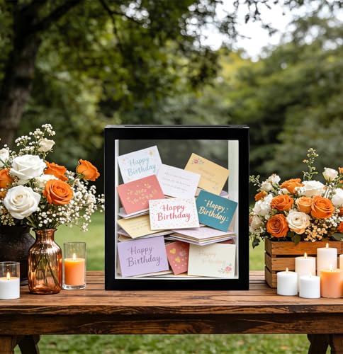 Image of SietDESEO Black Card Box for Party with Clear Window Large Gift Card Box Holder for Wedding Reception Birthday Graduation Baby Shower Raffle Ticket Box