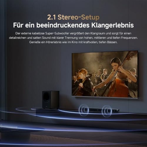 XIAOMI Soundbar Pro 2.1ch, TV-Soundbar 300W Max., kraftvoller Bass mit externem kabellosem Subwoofer, unterstützt Dolby Audio™ & DTS Virtual:X, HDMI ARC/Optisch/Koaxial/Bluetooth, Fernbedienung – Bild 7