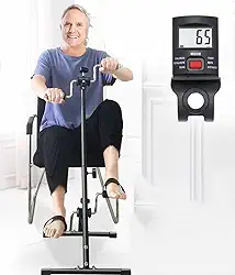 Mini Bicicleta Ergométrica com Monitor, Pedal Exercitador para Idosos - Treino Seguro para Pernas, Braços e Joelhos em Casa, Altura Ajustável, Ideal para Fitness de Idosos e Reabilitação em Domicílio