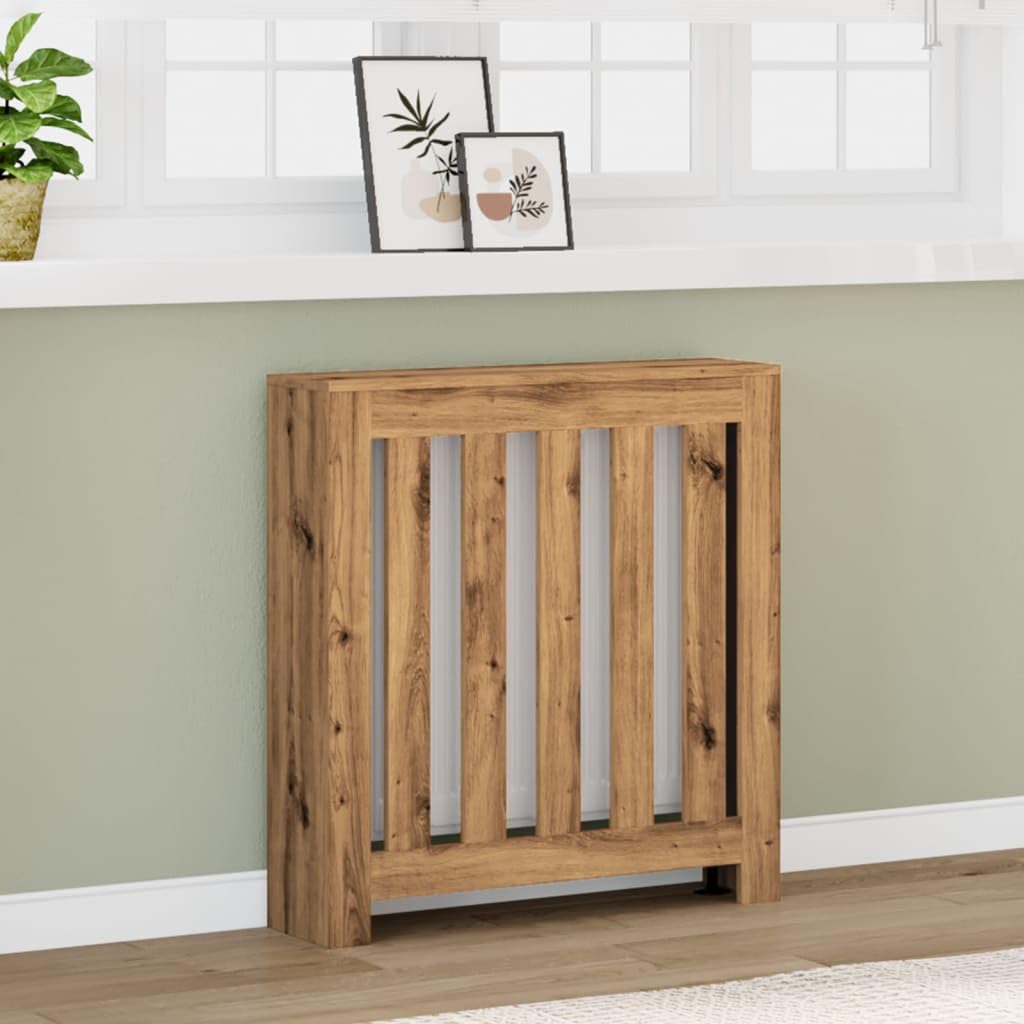 Brokky Copertura Termosifone Rovere Artigianale 78x20x82cm in Legno-Copritermosifone a Doghe Moderno ed Elegante per la Casa,in MDF e Acciaio