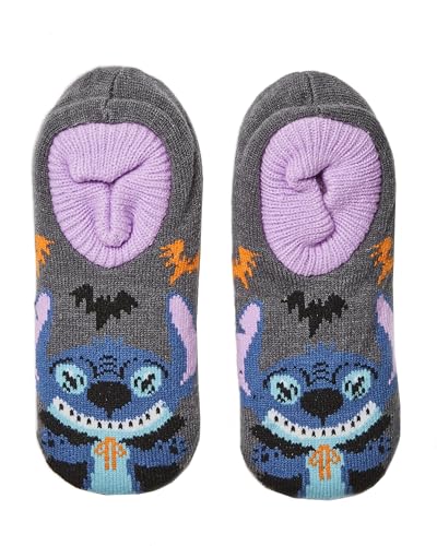 Disney Women's Lilo & Stitch Halloween Single Cuffer Slipper Socks, Open Beige, 9-11