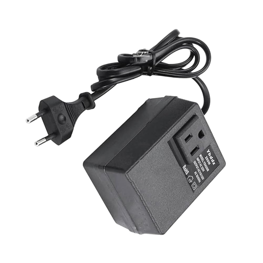 Transformateur de tension - 220 V vers 110 V - 200 W - Adaptateur secteur vers le bas - Convertisseur de courant monophasé - Adaptateur de courant de voyage - Convertisseur de tension UE vers