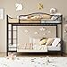 IDEALHOUSE Bunk Bed Twin Over Twin with Ladder & Full Safety Guardrail, Heavy Duty Metal Twin Over Twin Bunk Bed 400 Lbs Load Capacity, Space-Saving, Noise Free, No Box Spring Needed, Easy Assembly, B