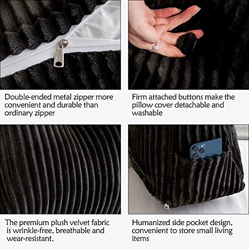 Activance Large Triangular Headboard Wedge Bed Rest Reading Pillow Backrest Positioning Support Bolster Cushion With Removable Cover (Black, Queen: 59X8X20 Inches) #TOP5