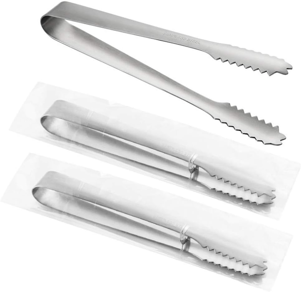 3Pcs 7 Inch Heavy Duty Stainless Steel Ice Cube Tongs