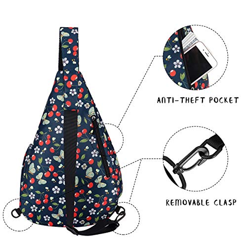 Sling-Bag-Backpack-Shoulder-Crossbody-Backpack-for-Women-Men-Multipurpose-Rope-Bag-Casual-Daypack-for-Outdoor-Travel-Hiking-Cycling-cherry-and-butterfly