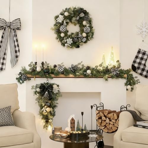 Guirlande de Noel eclairee pour decoration de porte d'entree et table de fete - 3