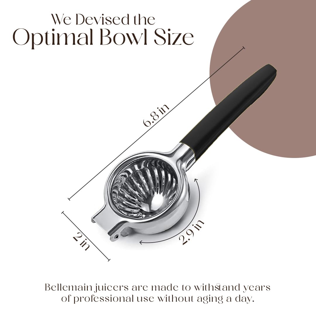 Bellemain Spremiagrumi | Spremiagrumi in metallo | Spremiagrumi | Spremiagrumi in acciaio inox con manici in silicone | Spremiagrumi manuale, spremiagrumi a mano | Spremiagrumi da bar per barista