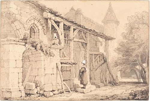 Tableau scène à Jumièges de Samuel Prout impression sur toile 60x90cm