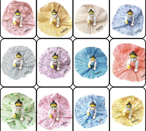 Image of Partish Laddu Gopal Cotton Dress (Pack of 12) | Summer Poshak for Ladoo Gopal Ji | Kanha Ji | Thakur Ji (Size 6, Pack of 12)
