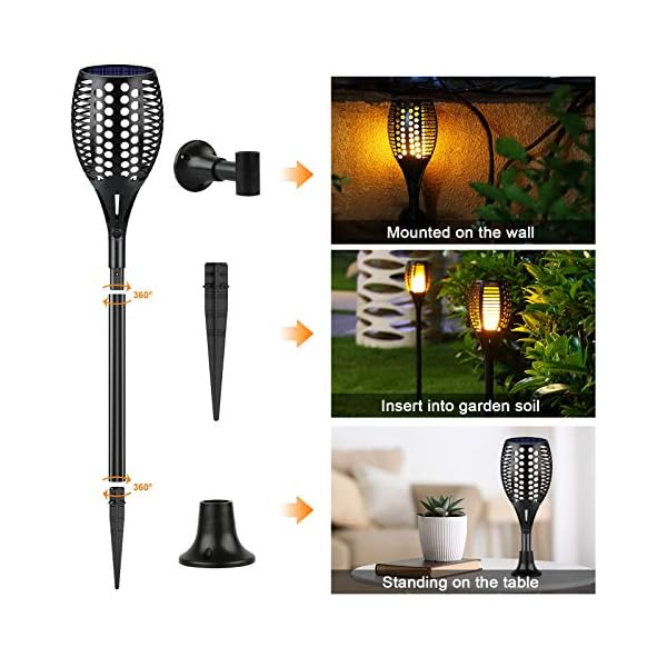 OPAMOO Solar Flammenlicht, 96 LED Solarleuchten Garten IP65 Wasserdicht Solarlampe Garten Fackeln Außen Solar… – Bild 6