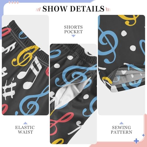 ZZXXB Music Note Colorful Print Boys Long Pants Soft Trousers Elastic Waist Kids Lounge Bottoms with Pockets S-XL4