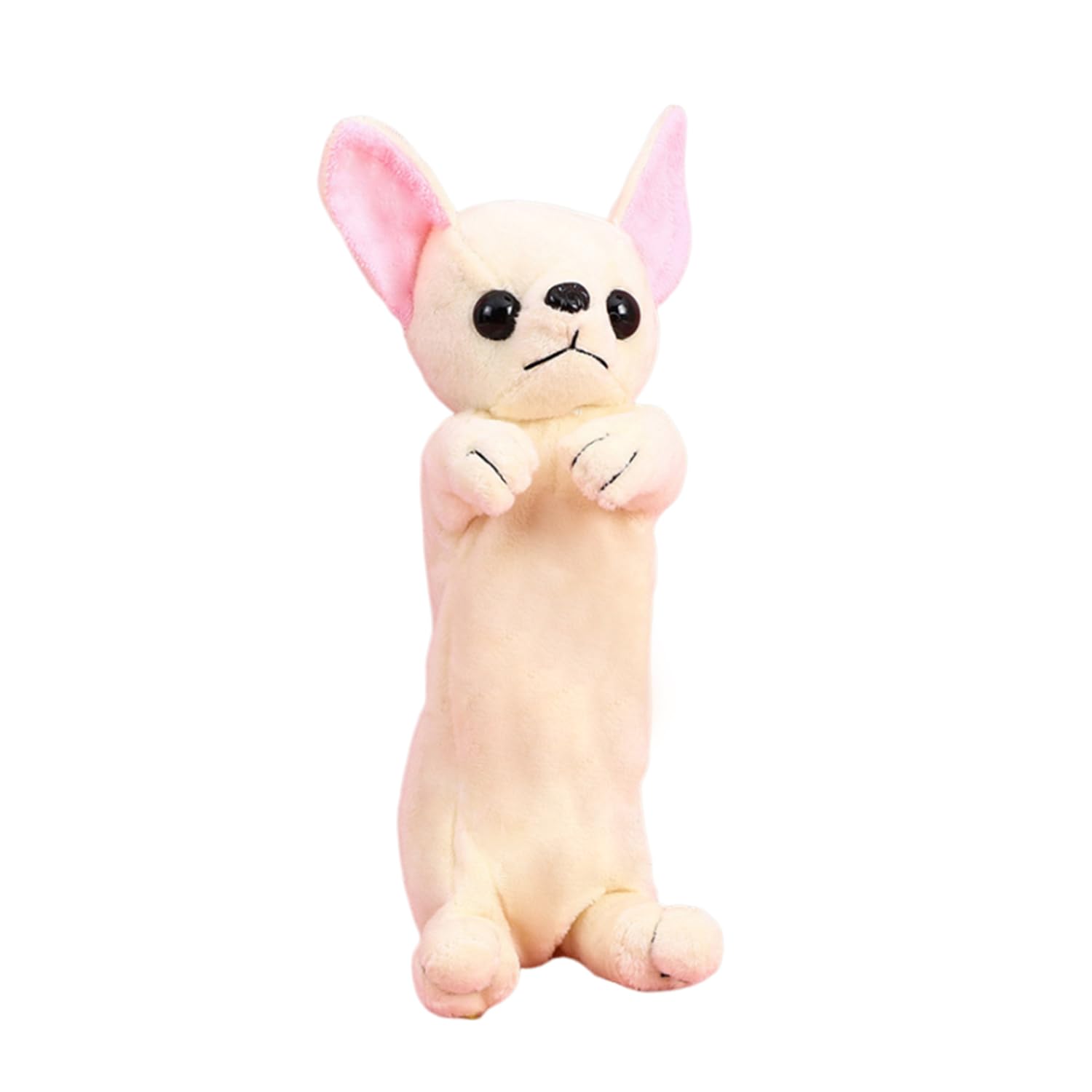 MEISH Dog Shape Pencil Pen Bags 3D Plush Animal Pencil Case Stationery Storage Organizer for School Stationery Supplies (White)