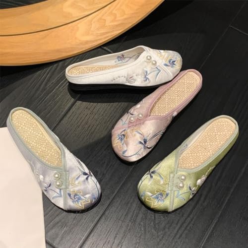 Premium Luxury Asian Satin Silk All Seasons Comfort Women's House Slippers Non Slip Indoor Outdoor Soft Home Slip On Shoes2