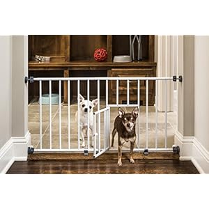 Carlson Pet Products MINI Expandable Extra Wide Pet Gate with Small Pet Door 916006 White 18 31 inches